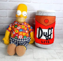 Hawaiian Homer Simpson + Duff Beer Plush Bundle - The Simpsons 12" Vintage